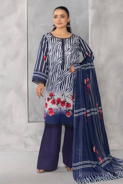 3 Piece - Digitally Printed Lawn - Nureh 1008