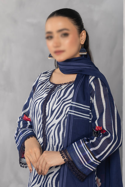 3 Piece - Digitally Printed Lawn - Nureh 1008