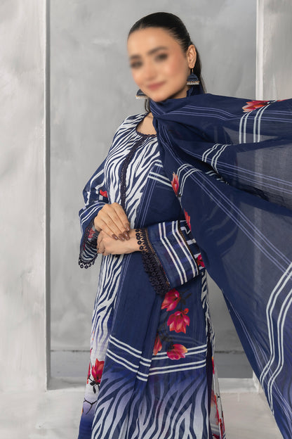 3 Piece - Digitally Printed Lawn - Nureh 1008