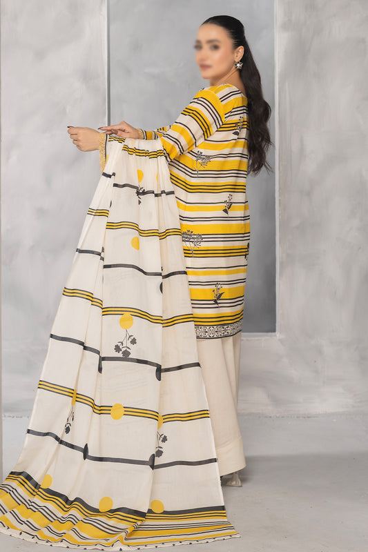 3 Piece - Digitally Printed Lawn - Nureh 1009