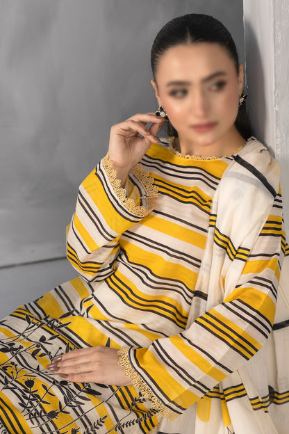 3 Piece - Digitally Printed Lawn - Nureh 1009