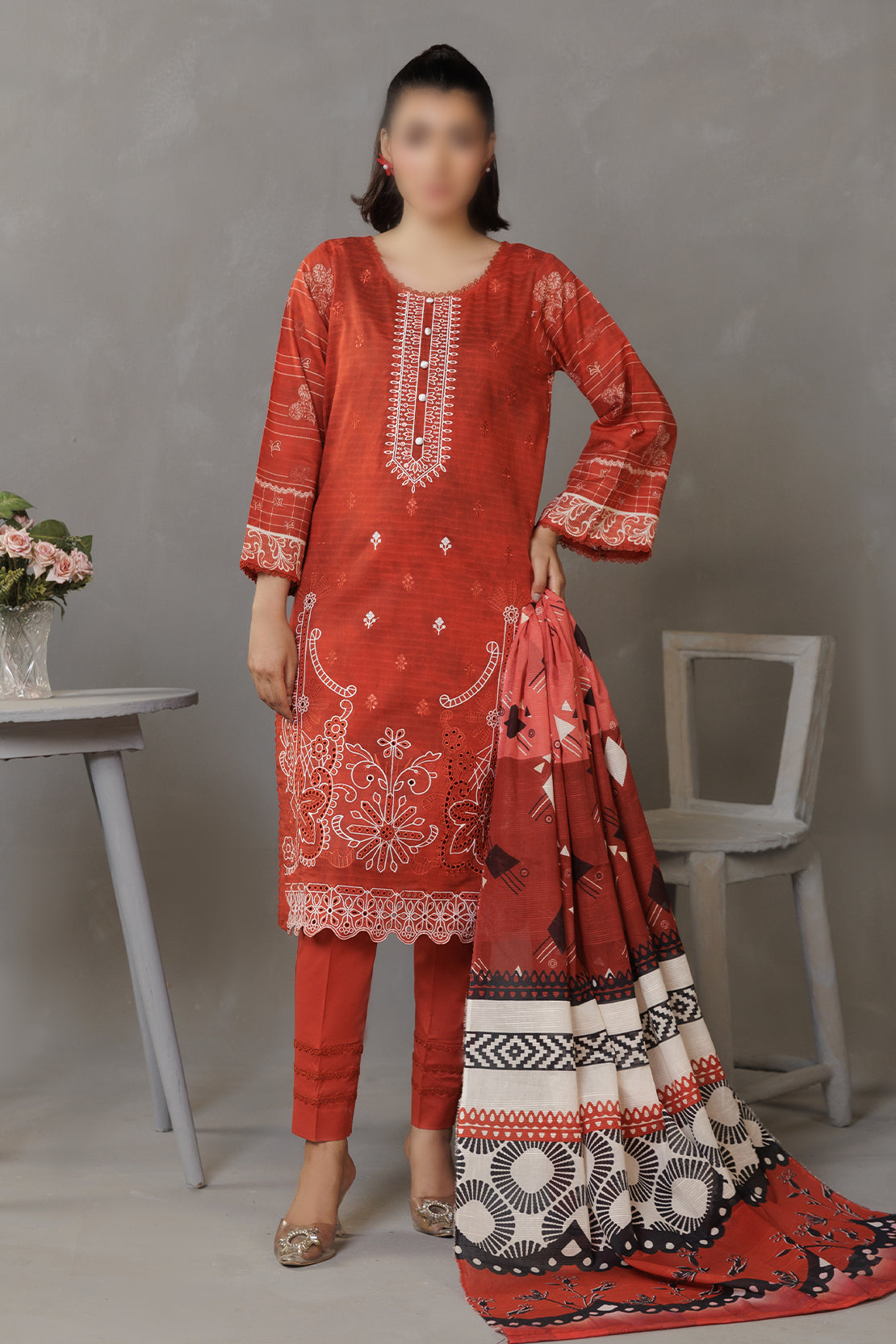 3 Piece - Embroidered Lawn - Parisa 308
