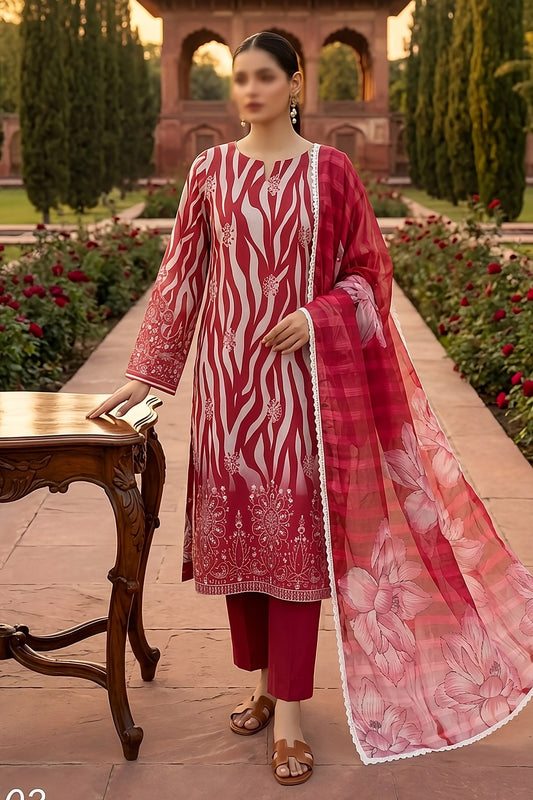 3 Piece - Embroidered Lawn - Pearl 30303