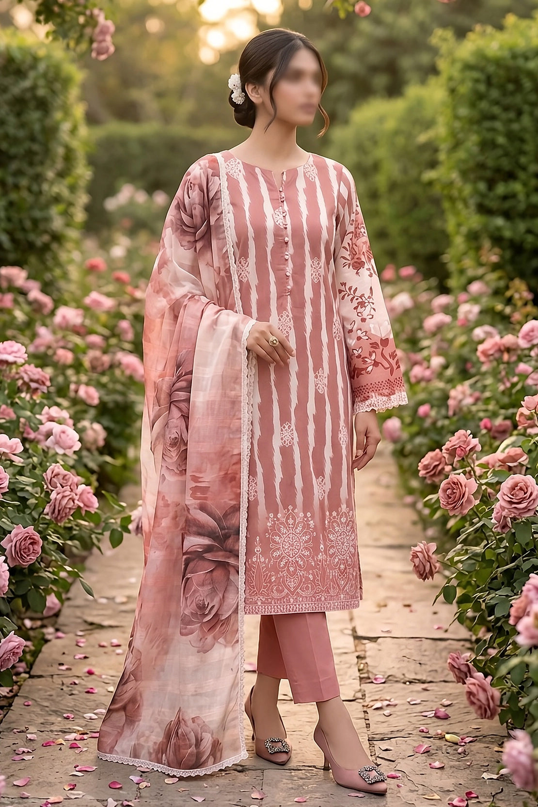 3 Piece - Embroidered Lawn - Pearl 30308