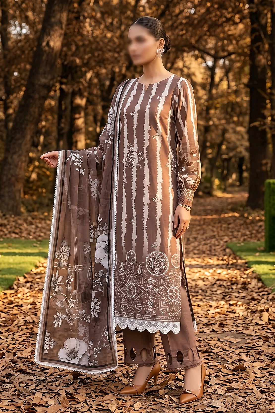 3 Piece - Embroidered Lawn - Pearl 30309