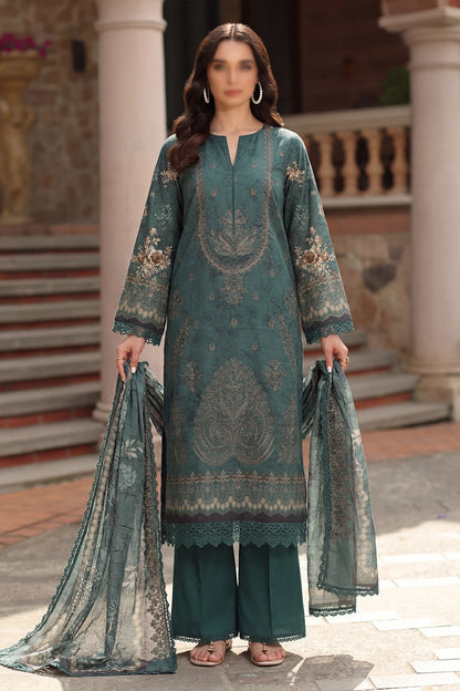 3 Piece - Embroidered Slub Lawn - Qalaa 133