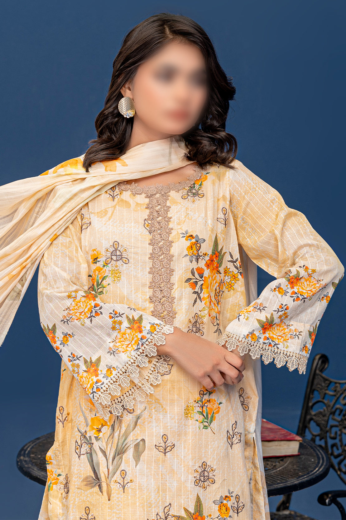 3 Piece - Embroidered Lawn  - Riwayat 201