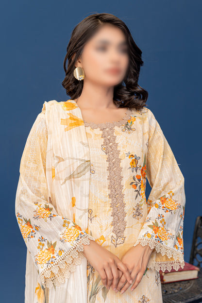 3 Piece - Embroidered Lawn  - Riwayat 201