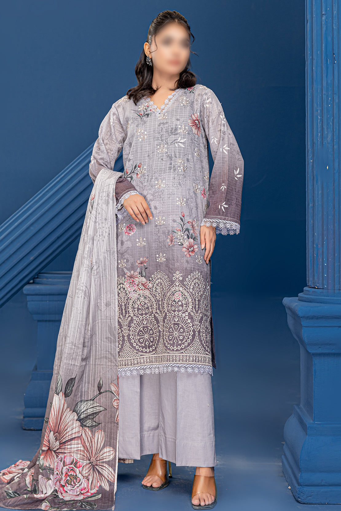 3 Piece - Embroidered Lawn  - Riwayat 210
