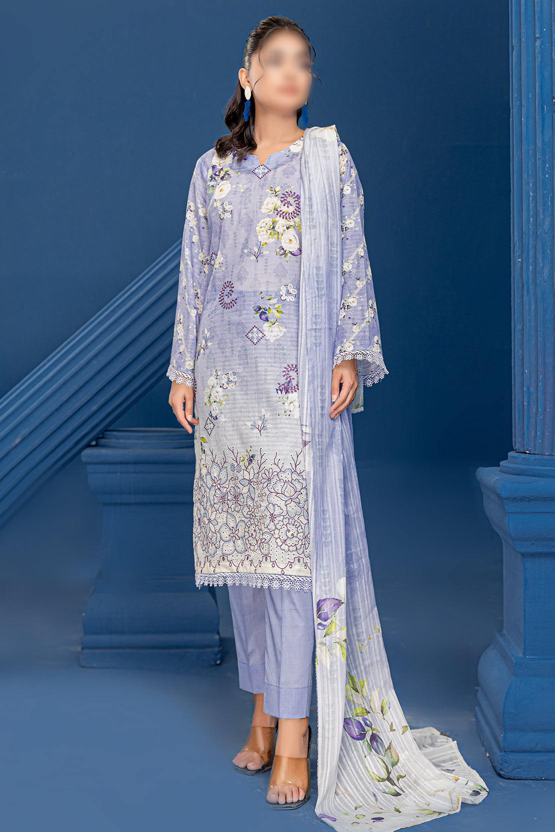 3 Piece - Embroidered Lawn  - Riwayat 211