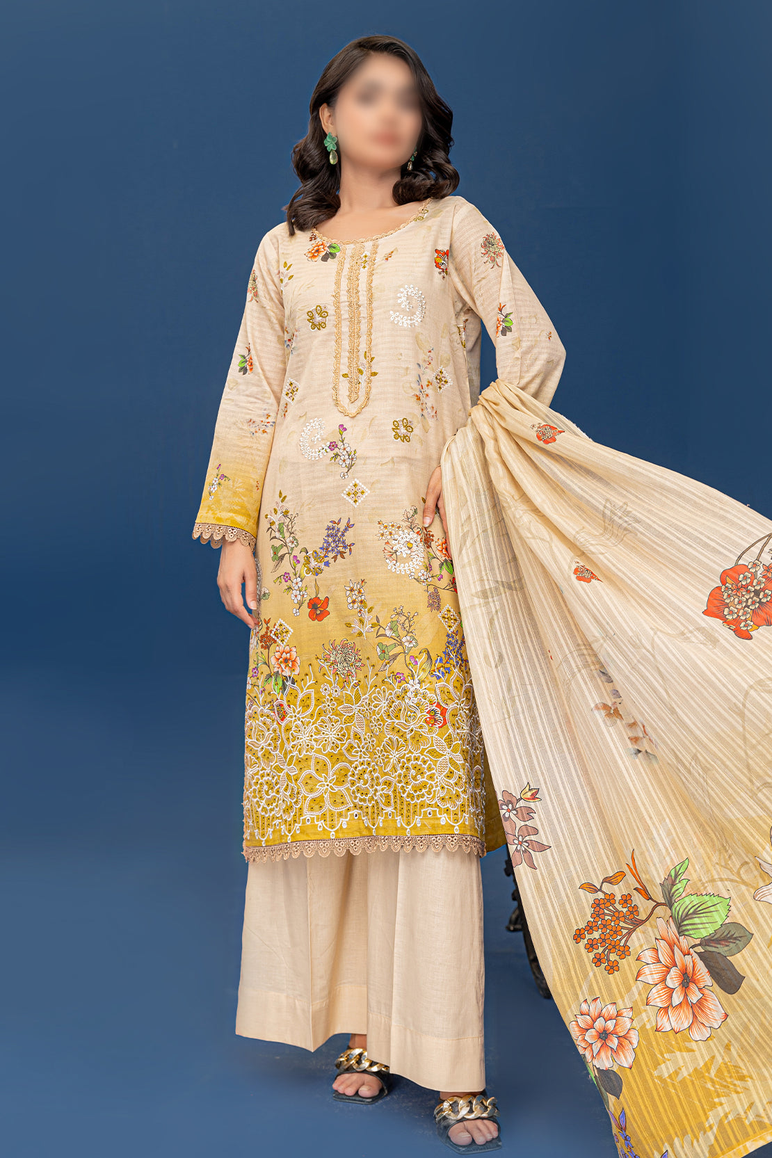 3 Piece - Embroidered Lawn  - Riwayat 204