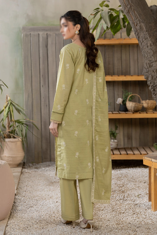 3 Piece - Embroidered Slub Lawn - Reet 101