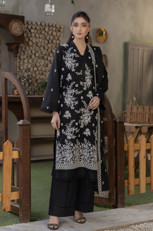 3 Piece - Embroidered Slub Lawn - Reet 106