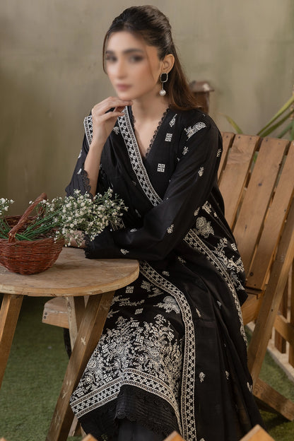 3 Piece - Embroidered Slub Lawn - Reet 106