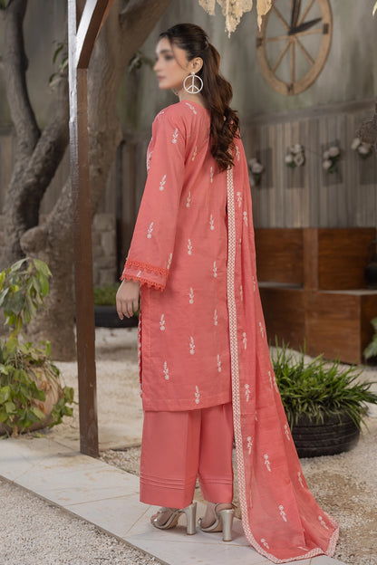 3 Piece - Embroidered Slub Lawn - Reet 107