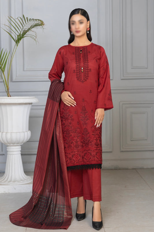 3 Piece - Embroidered Lawn - Roshni 102