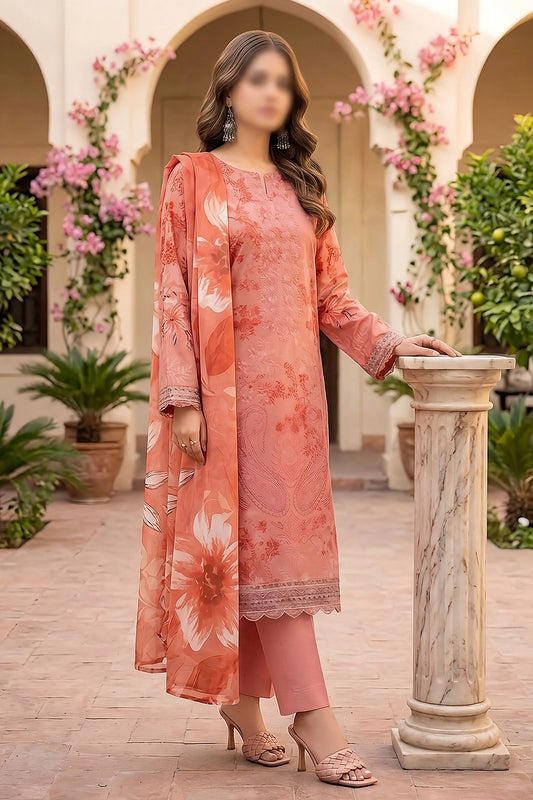 3 Piece - Embroidered Lawn - Ruby 30803
