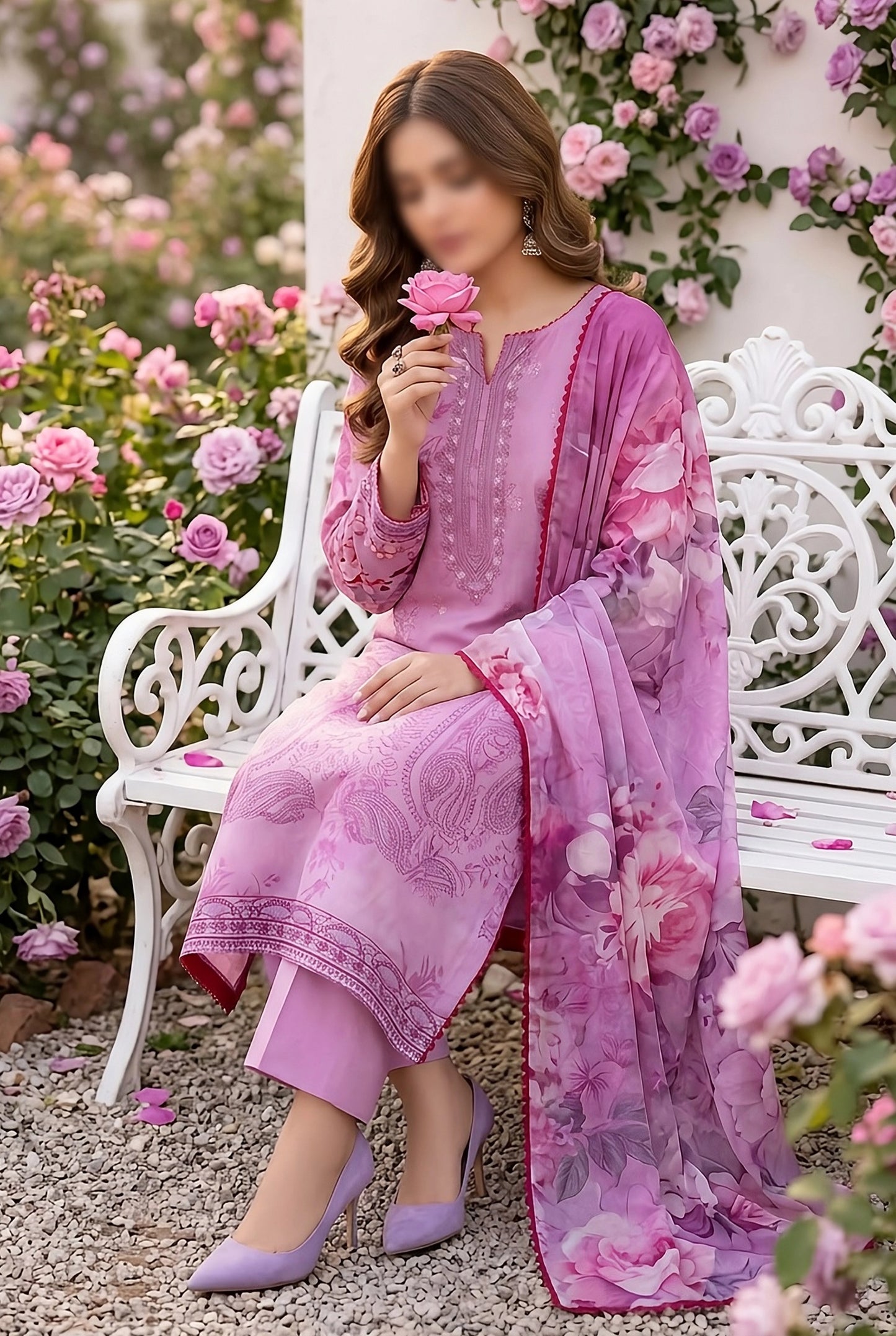 3 Piece - Embroidered Lawn - Ruby 30804