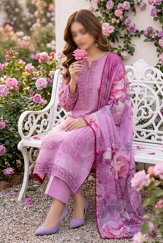3 Piece - Embroidered Lawn - Ruby 30804