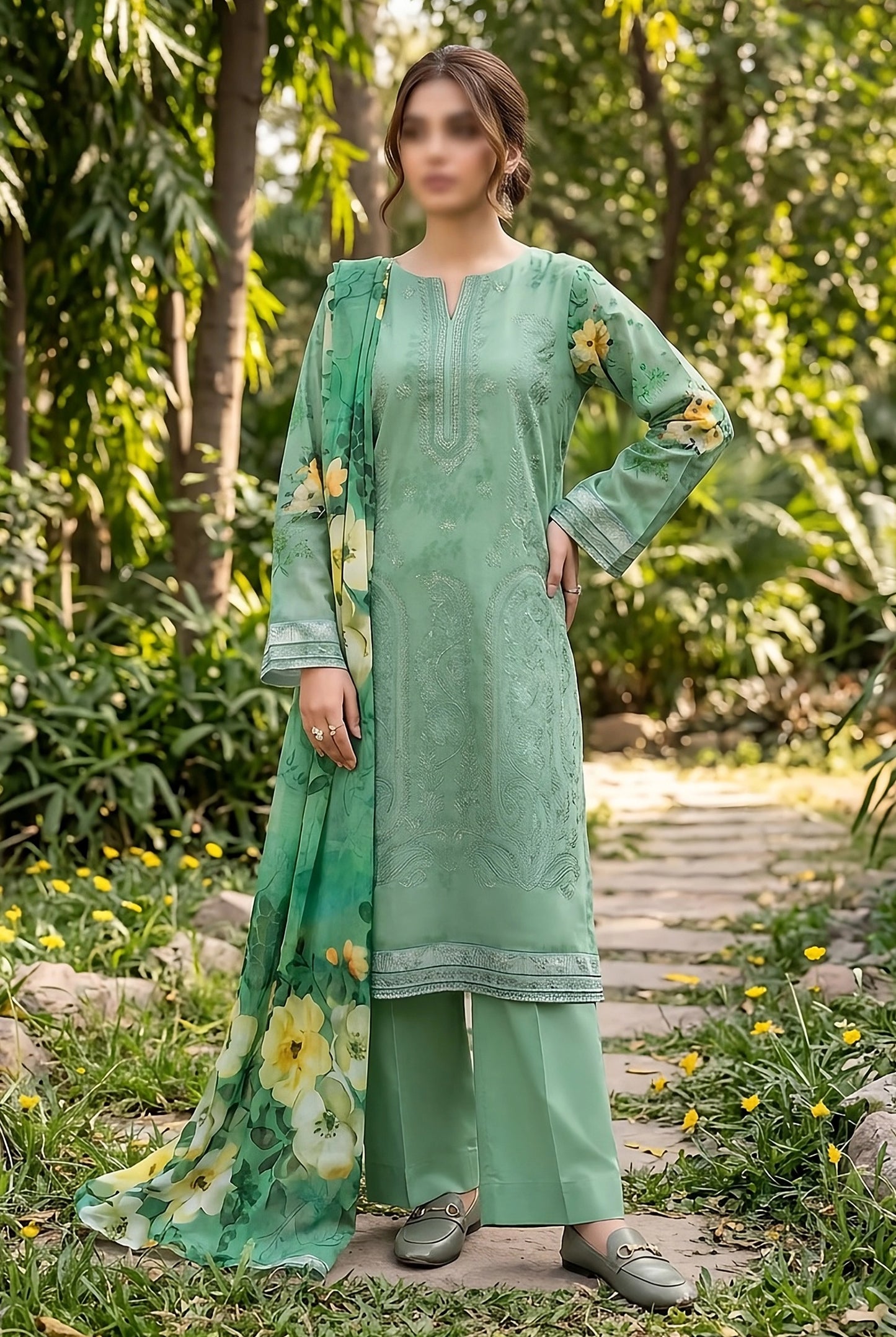 3 Piece - Embroidered Lawn - Ruby 30805