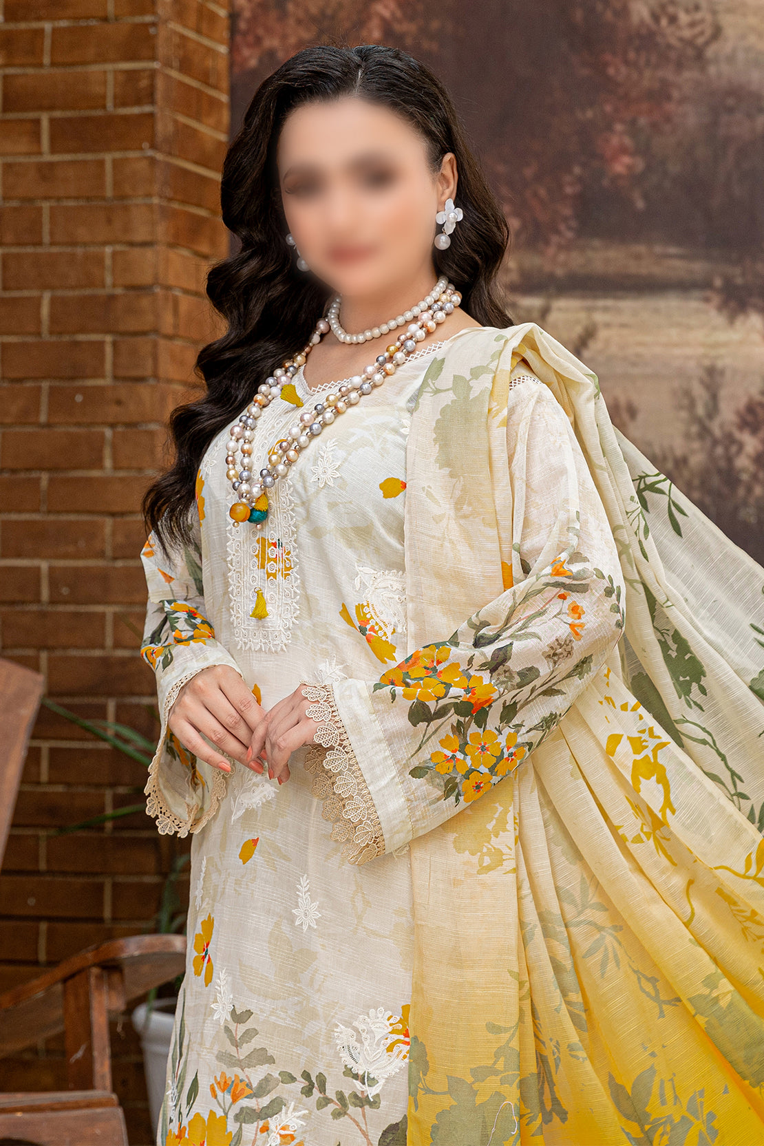 3 Piece - Embroidered Lawn  - Sahil 101