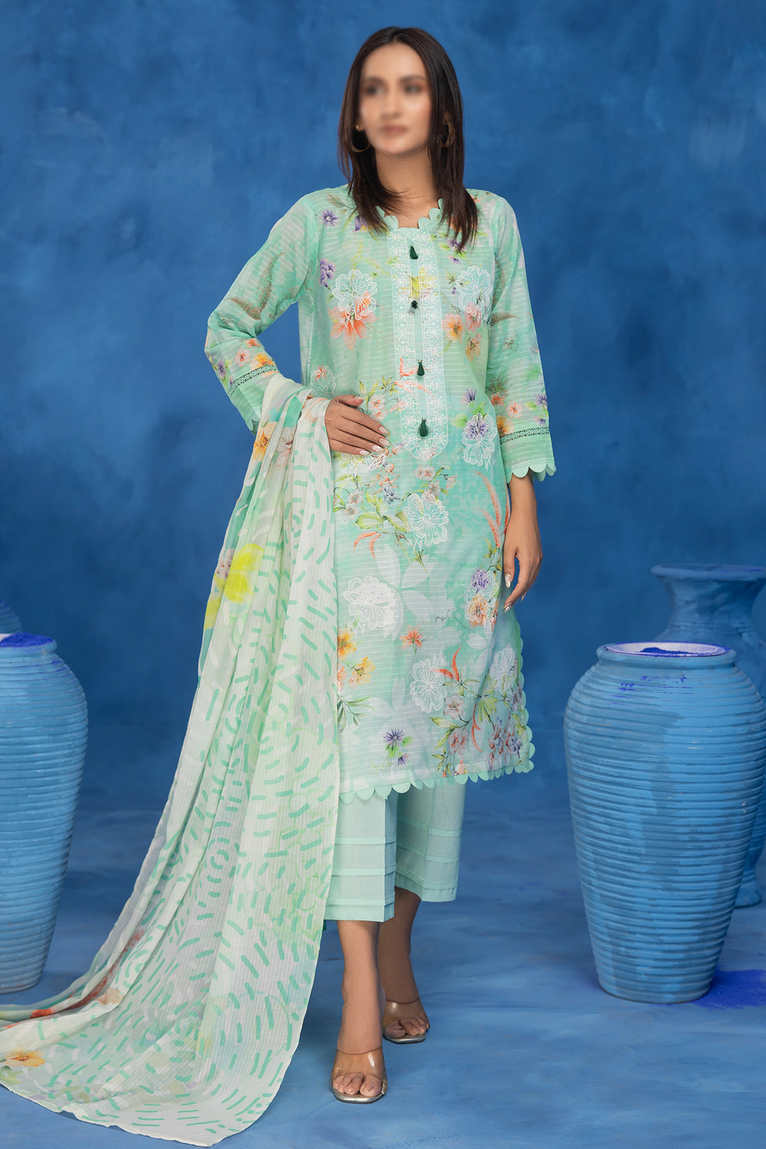 3 Piece - Embroidered Lawn - Sahil 202