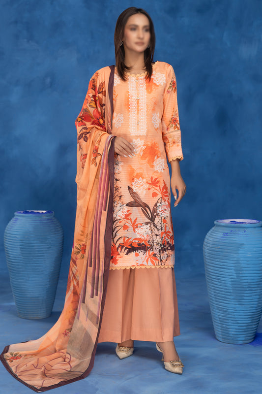 3 Piece - Embroidered Lawn - Sahil 203
