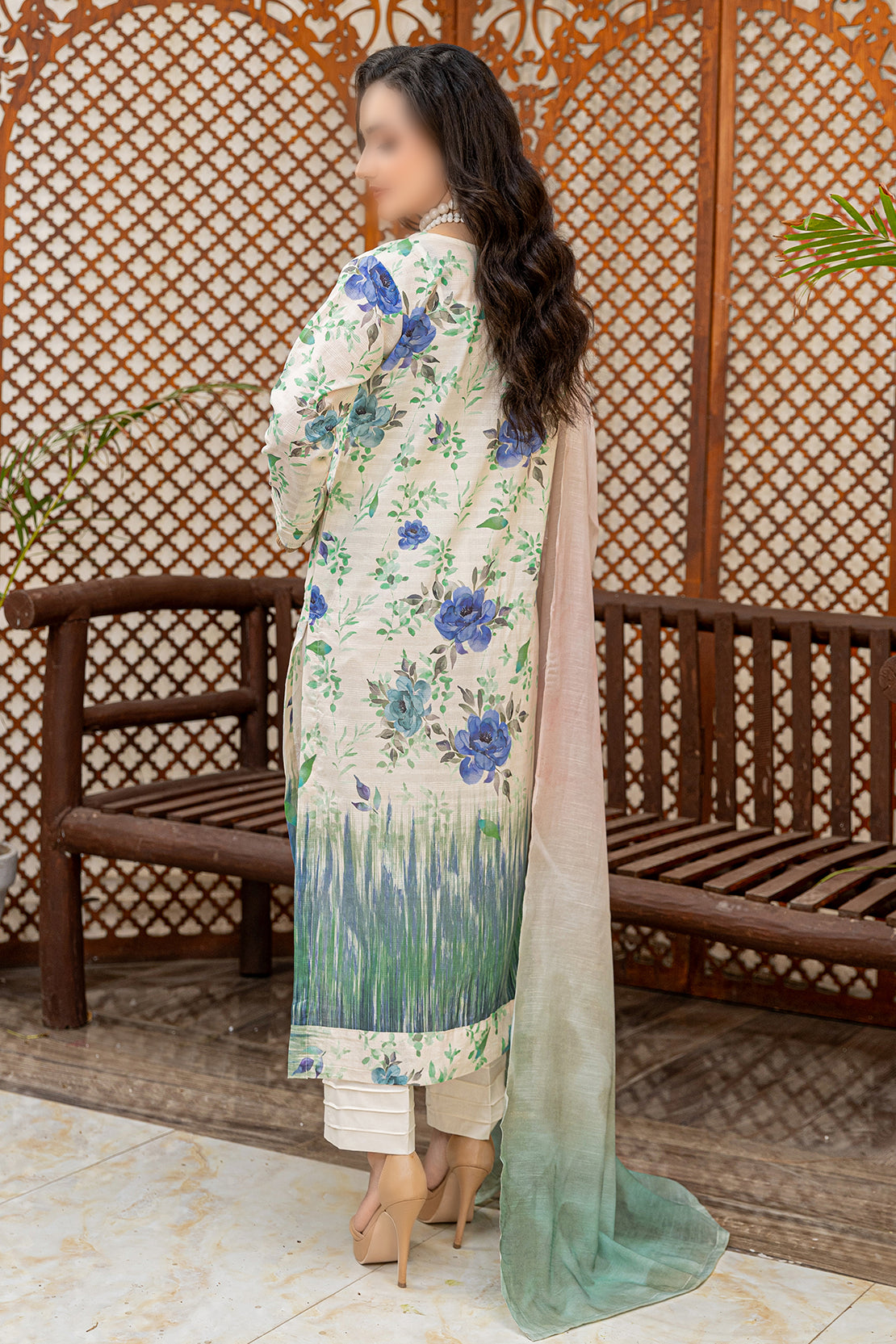 3 Piece - Embroidered Lawn  - Sahil 105