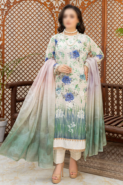 3 Piece - Embroidered Lawn  - Sahil 105