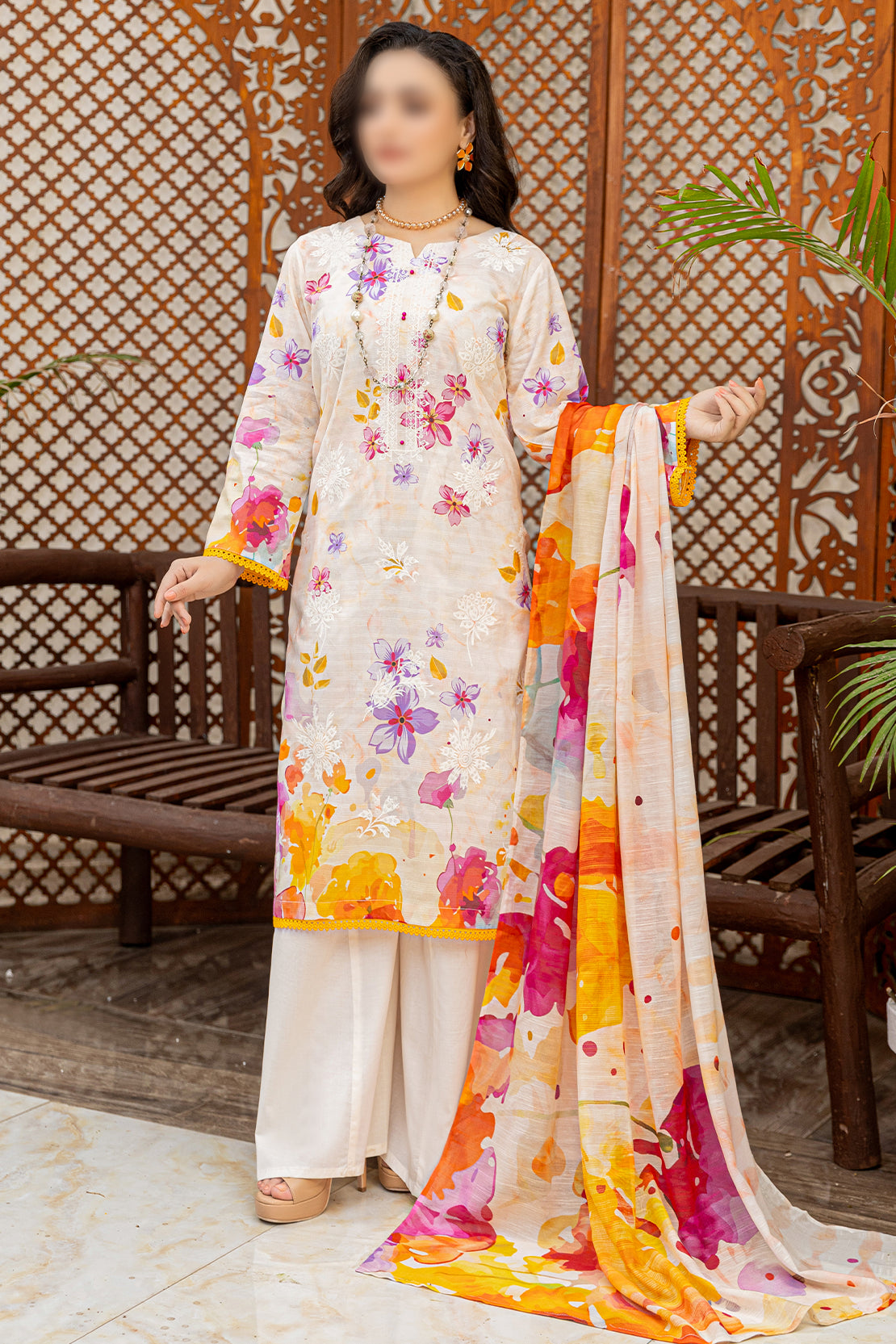 3 Piece - Embroidered Lawn  - Sahil 106