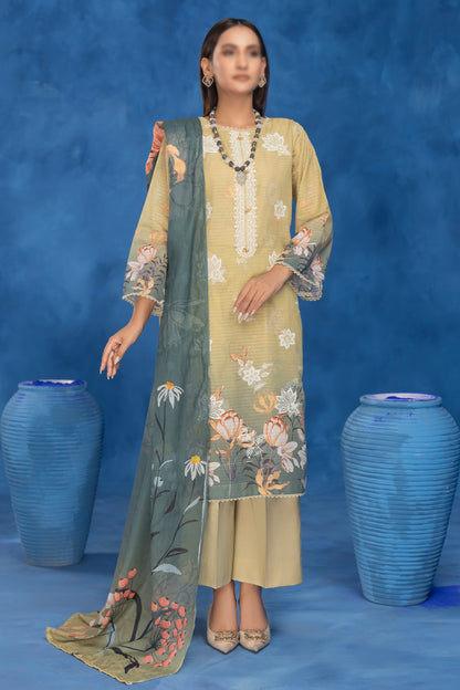 3 Piece - Embroidered Lawn - Sahil 206