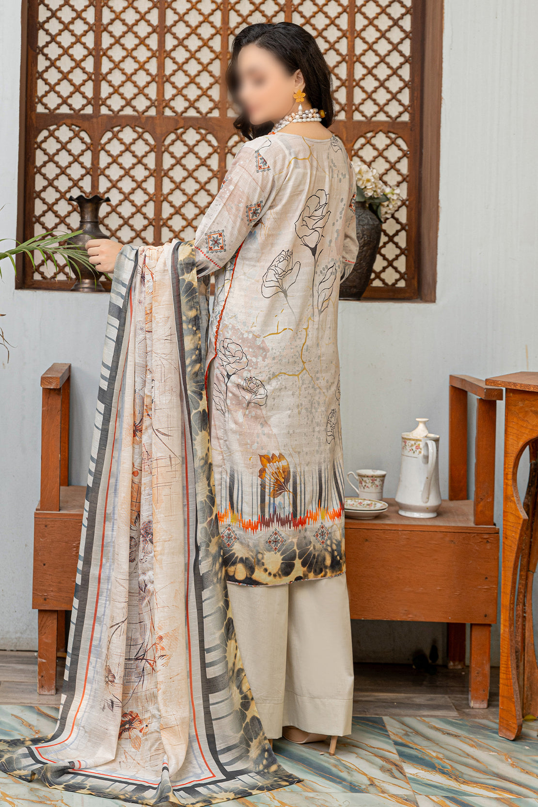 3 Piece - Embroidered Lawn  - Sahil 107