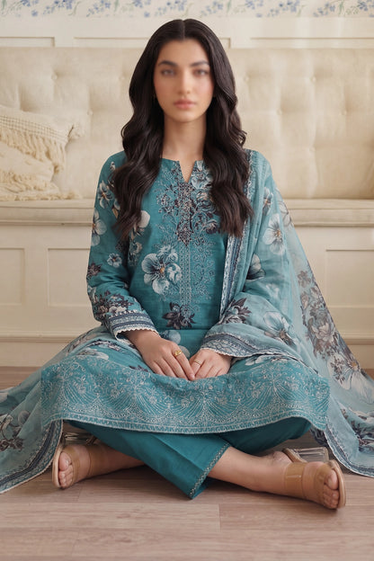 3 Piece - Embroidered Doriya Lawn - Saffron 127