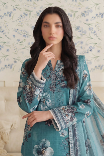 3 Piece - Embroidered Doriya Lawn - Saffron 127
