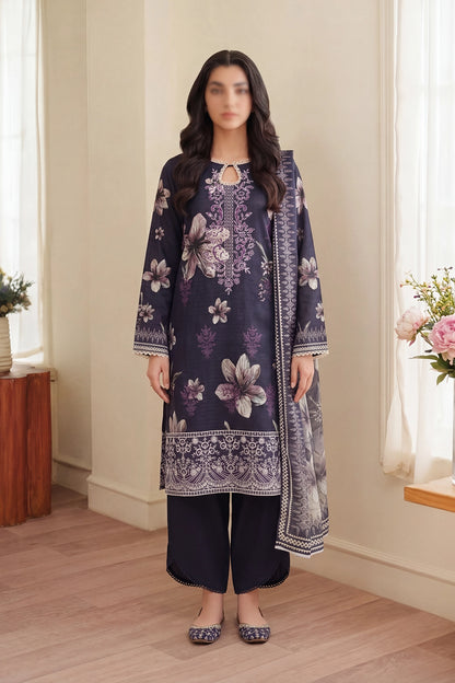3 Piece - Embroidered Doriya Lawn - Saffron 129