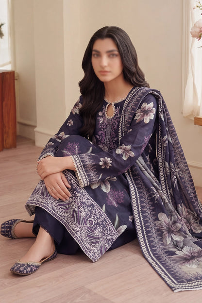 3 Piece - Embroidered Doriya Lawn - Saffron 129