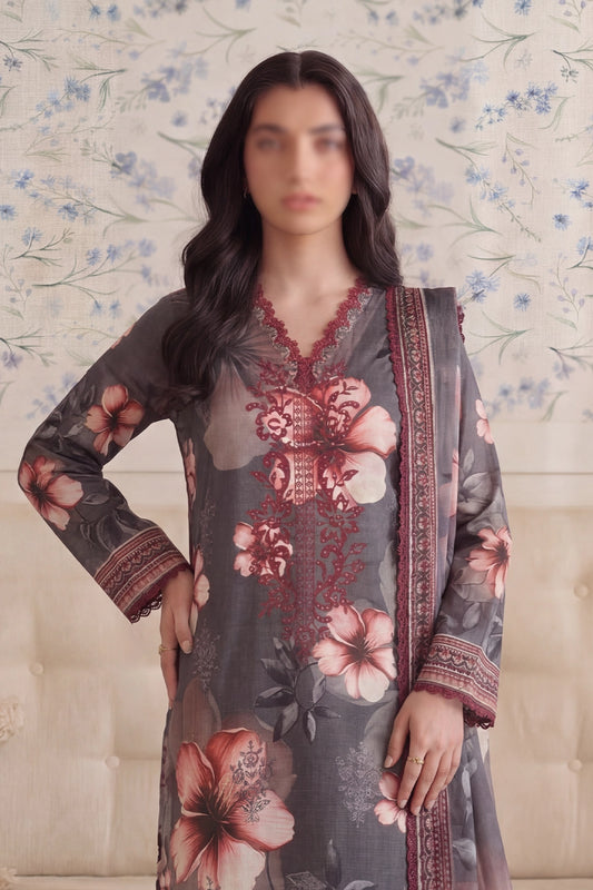 3 Piece - Embroidered Doriya Lawn - Saffron 130