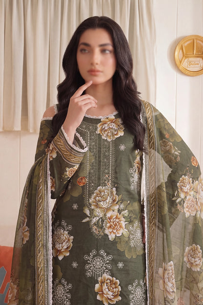 3 Piece - Embroidered Doriya Lawn - Saffron 131