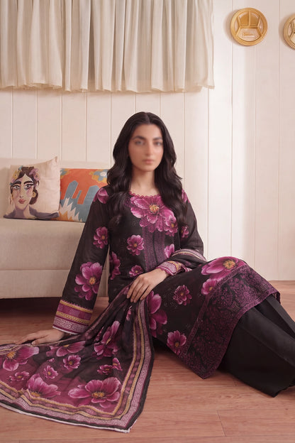 3 Piece - Embroidered Doriya Lawn - Saffron 132