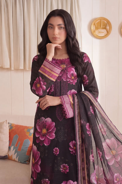 3 Piece - Embroidered Doriya Lawn - Saffron 132