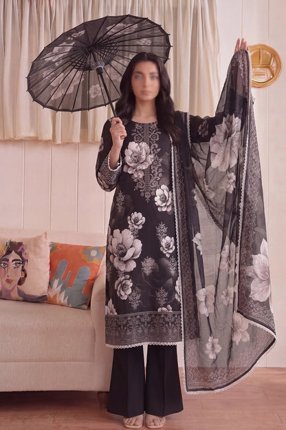 3 Piece - Embroidered Doriya Lawn - Saffron 134