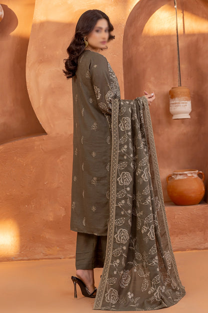 3 Piece - Embroidered Lawn Slub Karandi - Suffuse 105