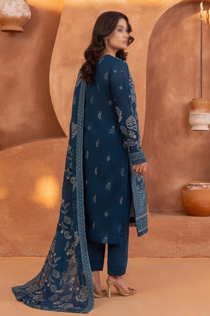 3 Piece - Embroidered Lawn Slub Karandi - Suffuse 106