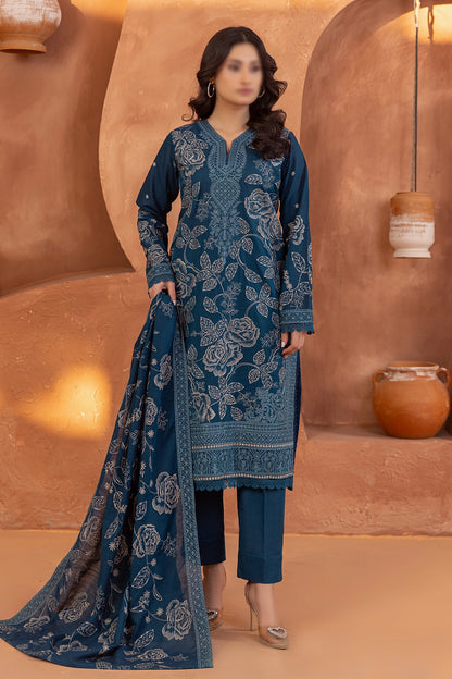 3 Piece - Embroidered Lawn Slub Karandi - Suffuse 106