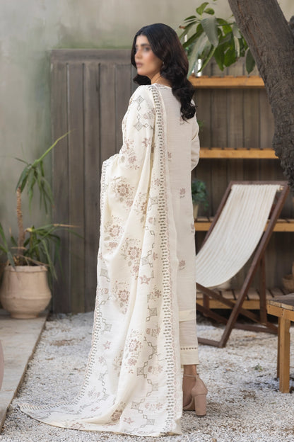 3 Piece - Embroidered Lawn Slub Karandi - Tana Bana 101