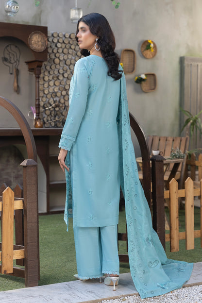 3 Piece - Embroidered Lawn Slub Karandi - Tana Bana 102
