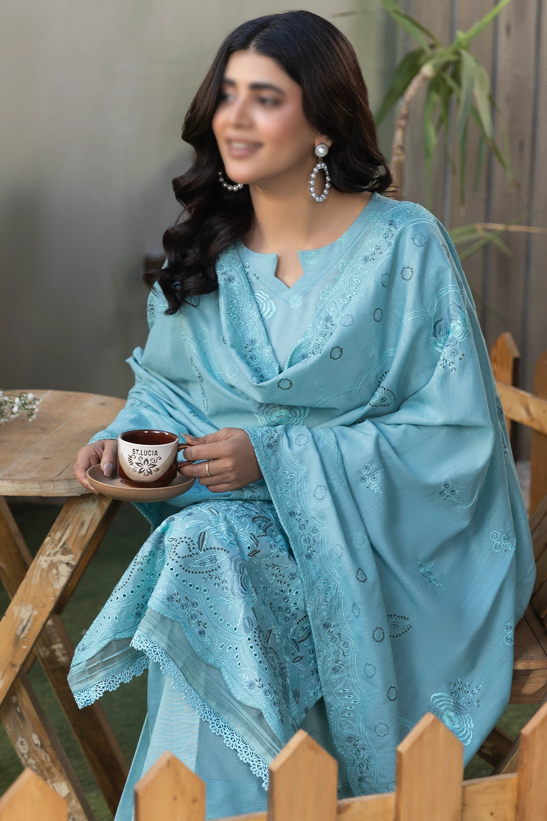 3 Piece - Embroidered Lawn Slub Karandi - Tana Bana 102