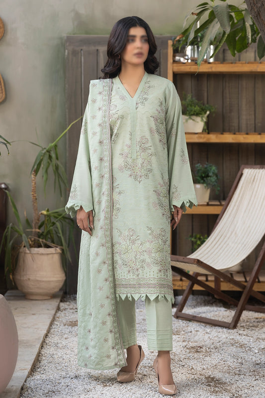3 Piece - Embroidered Lawn Slub Karandi - Tana Bana 103