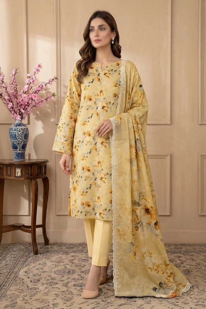 3 Piece - Embroidered Lawn - Tehzeeb 18501