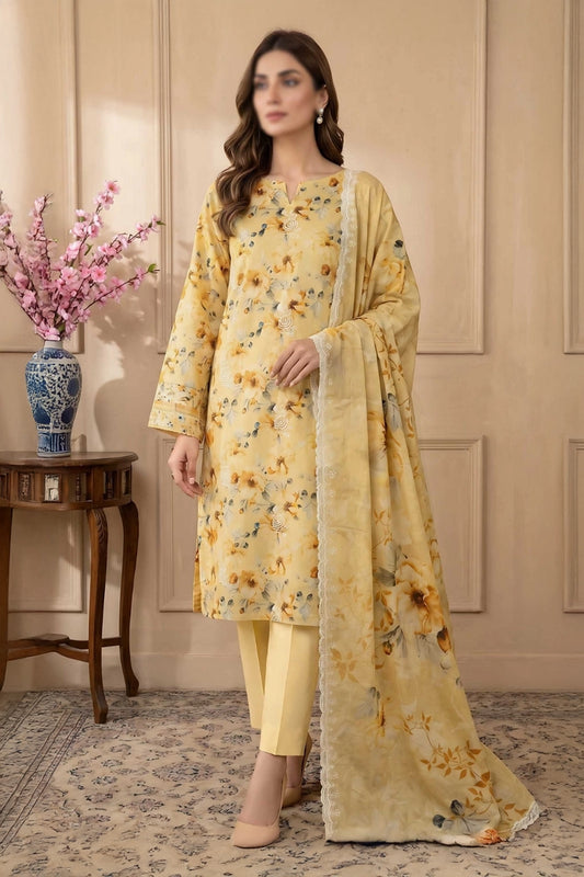 3 Piece - Embroidered Lawn - Tehzeeb 18501